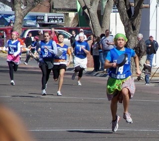 Three Racers Now In The International Pancake Race