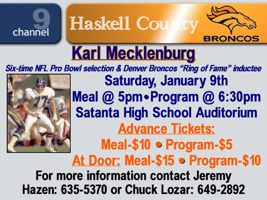 Karl Mecklenburg will Speak in Satanta