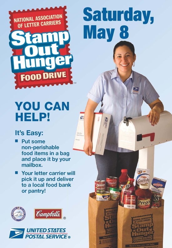 Stamp Out Hunger Post Office Food Drive is May 8