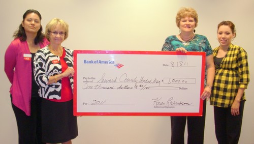 Bank Of America Donates $1500.00 To United Way