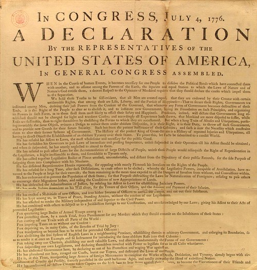 Original Copy Of Declaration Of Independence In Abilene KS