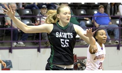 Grymek/Bernard Lead Lady Saints to Win at Dodge City