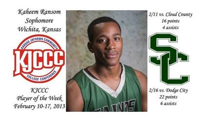 Ransom Wins 2nd Straight Player of the Week Award