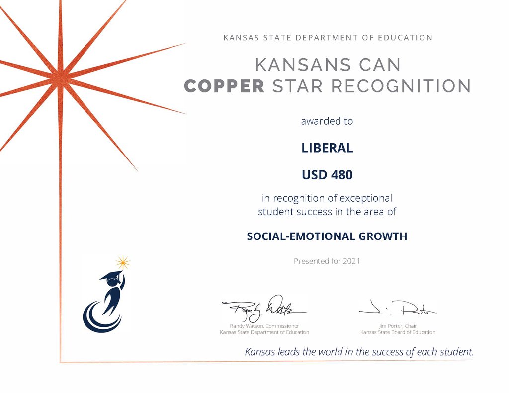 USD 480 has Received the 2021 Copper Star Award for Social-Emotional Growth