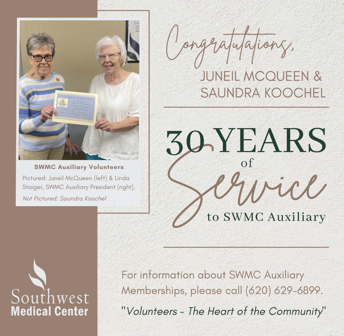 SWMC Auxiliary Honors McQueen and Koochel