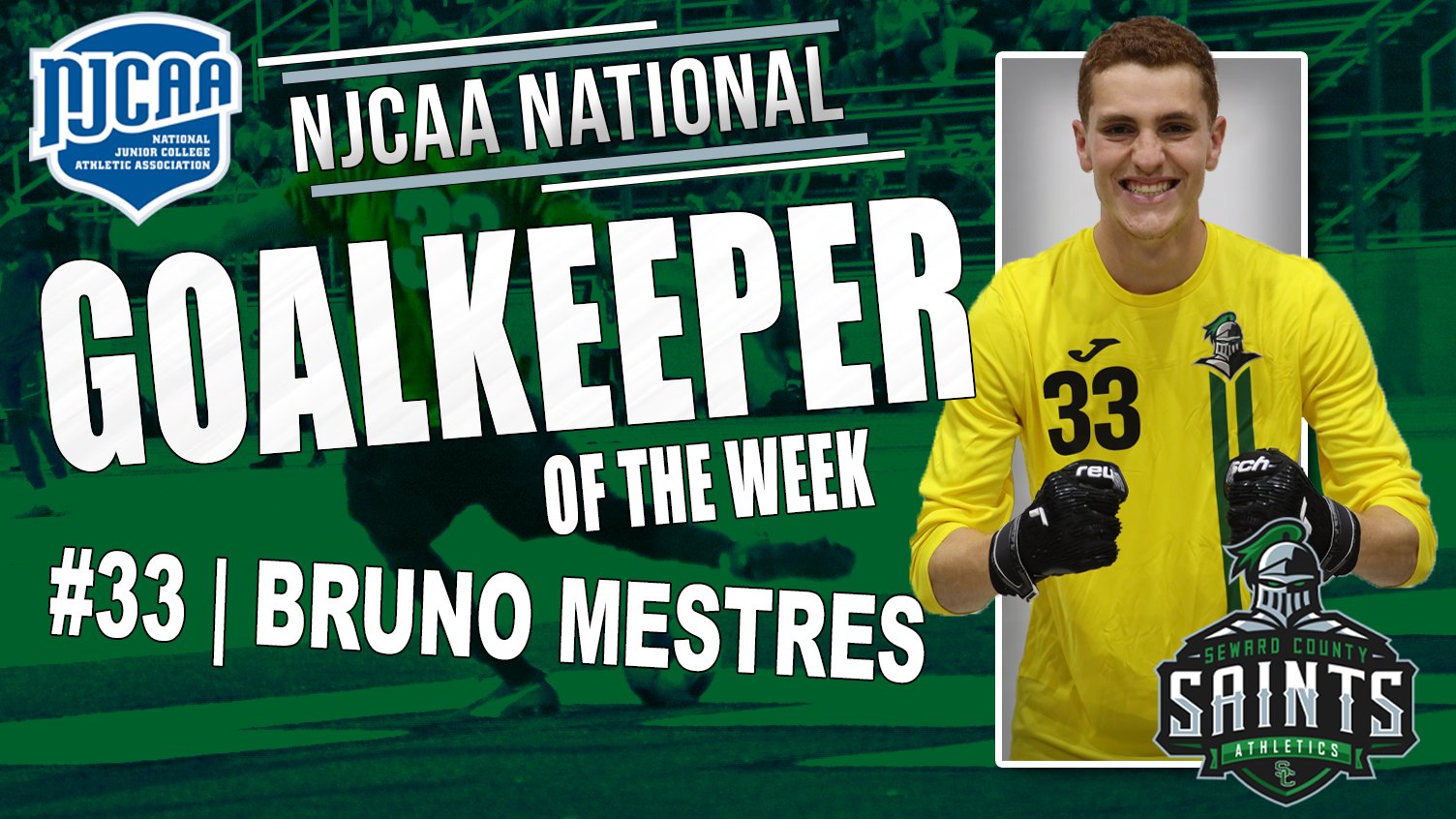 NJCAA Names Mestres National Goalkeeper of the Week